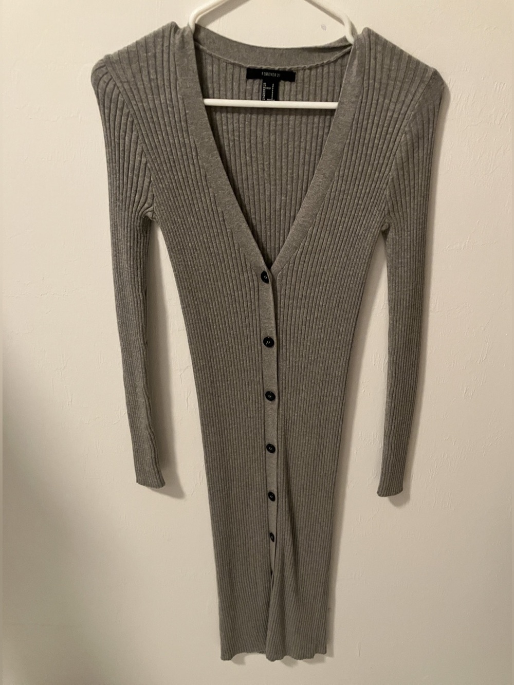 Ribbed Button Down Long Cardigan